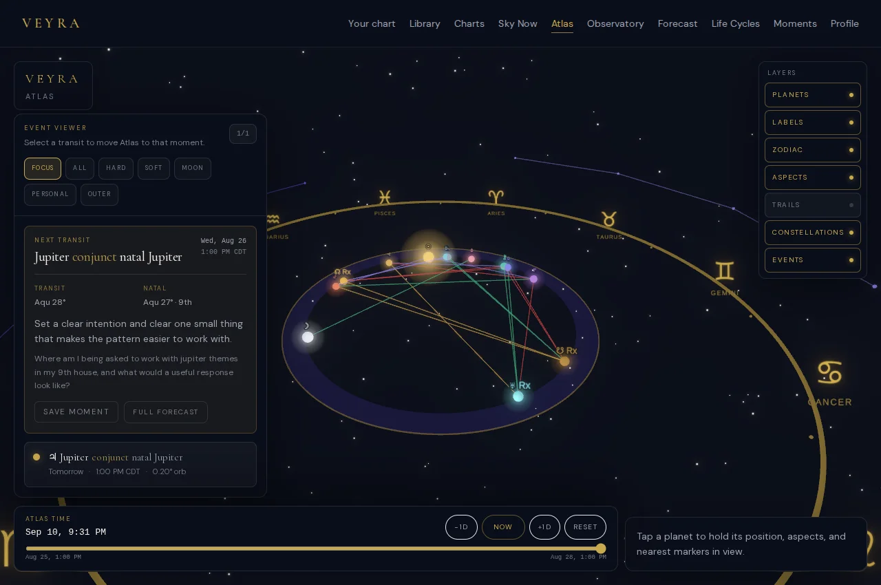 Desktop Atlas with its planetary field, timeline, and layer controls.